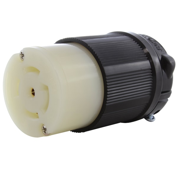 Locking Connector, L21-30R, 30 A, 120/208V AC, Three Phase, 4 Pole, Screw Terminals, Black